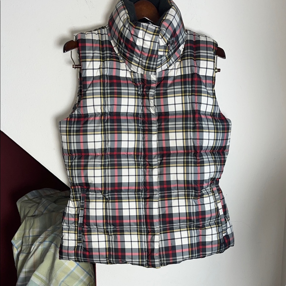 Eddie Bauer Plaid‎ Goose Down Filled Puffer Vest - Red, Black, White M